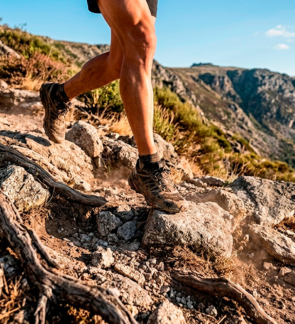 Hombre corriendo en la montaña